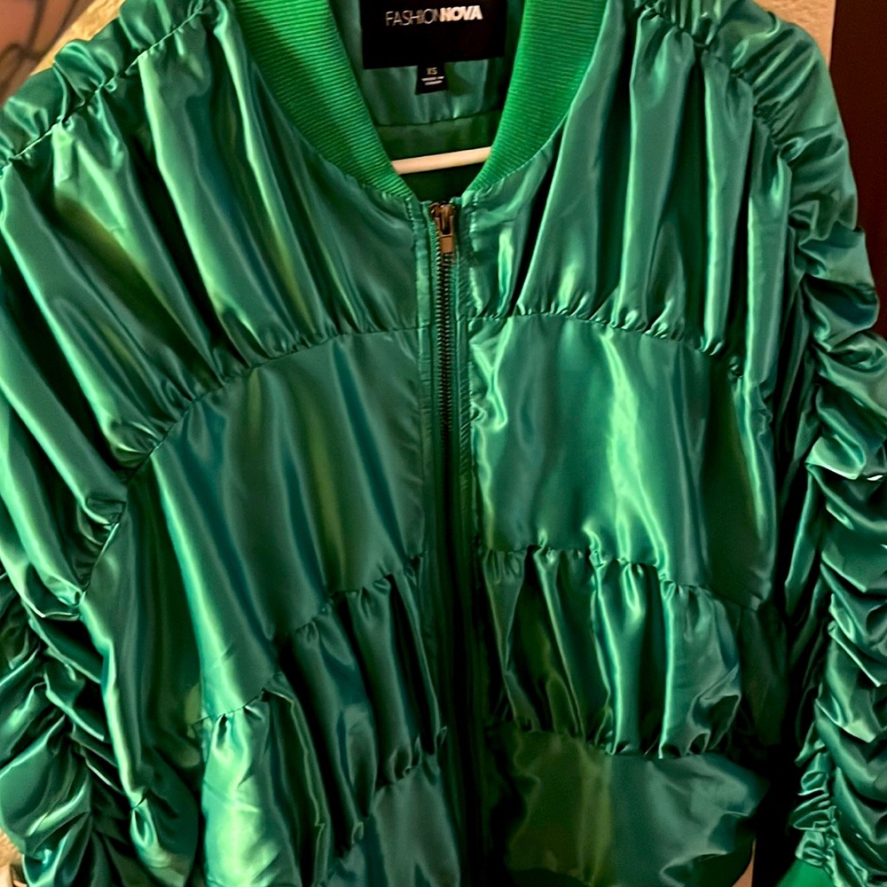New green shiny jacket